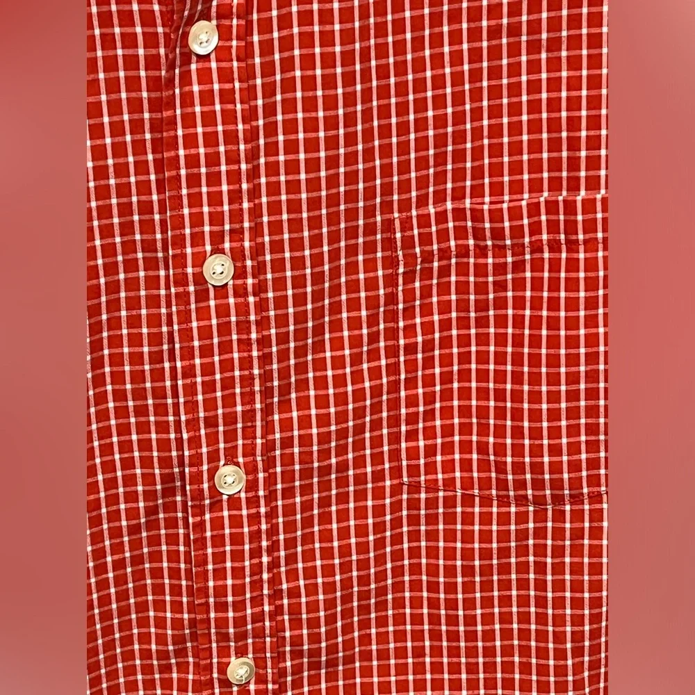 Reed Edward’s Men’s Orange & White Plaid Long Sleeve Button Down Shirt - Large - Picture 7 of 8